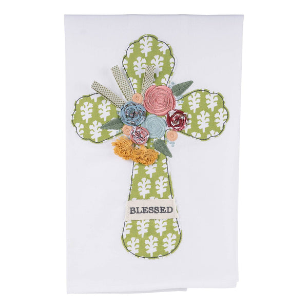 Flower Blessed Cross Easter Tea Towel